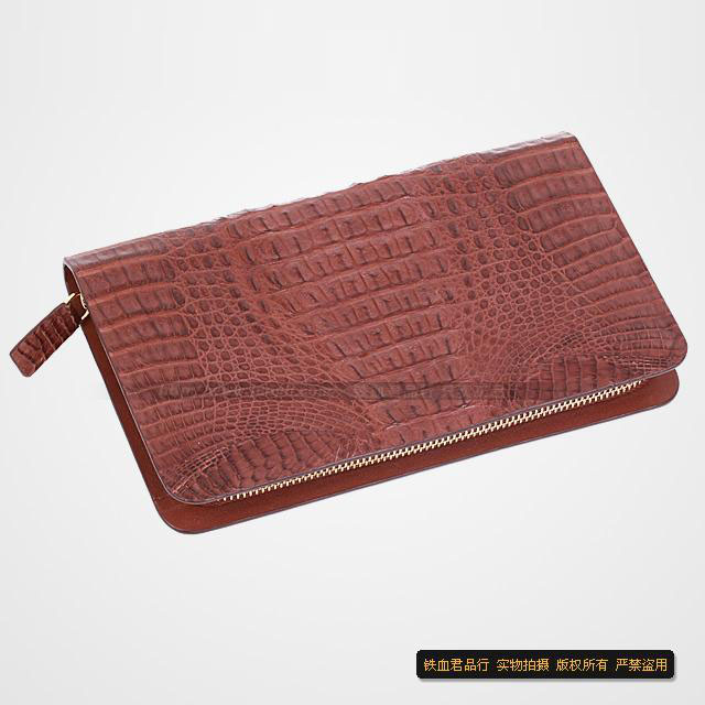 11寸鳄鱼单拉链手包 手工制作 男士钱包